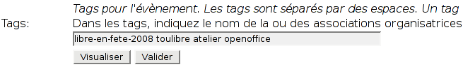 Capture
d'écran de la saisie dans l'Agenda du Libre
